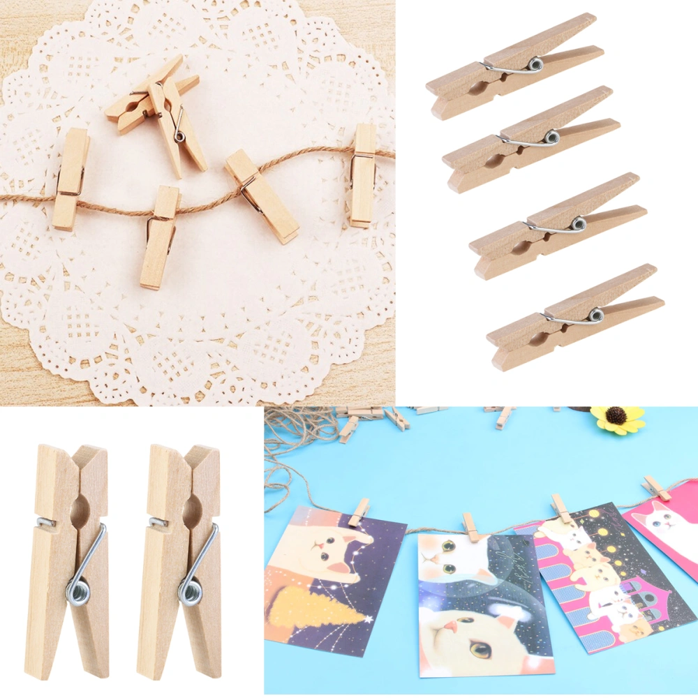 100pcs Mini Natural Wooden Clothe Photo Paper Peg Clothespin Craft Clips 4.8cm