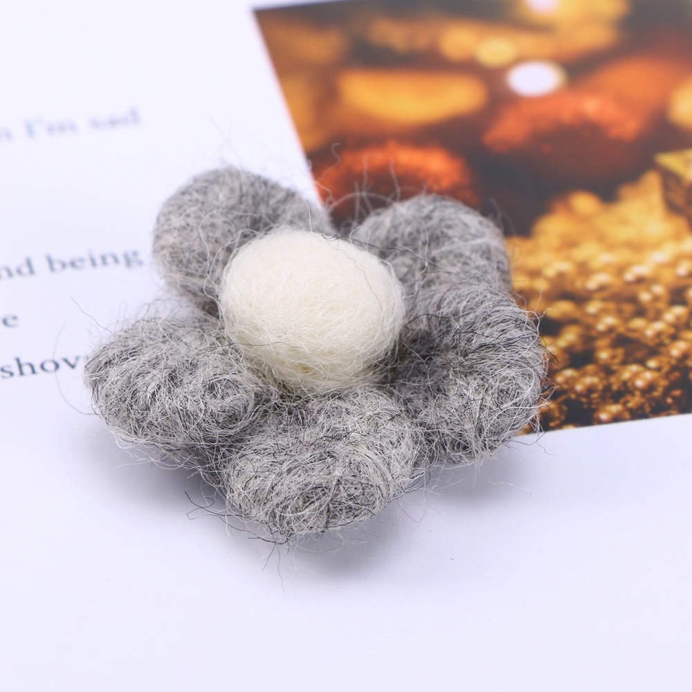 Colorful Flower Wool Felt Balls DIY Kids Hairpins Decoration Wool Felt Balls for DIY Christmas Crafts Accessory(Heather Grey)