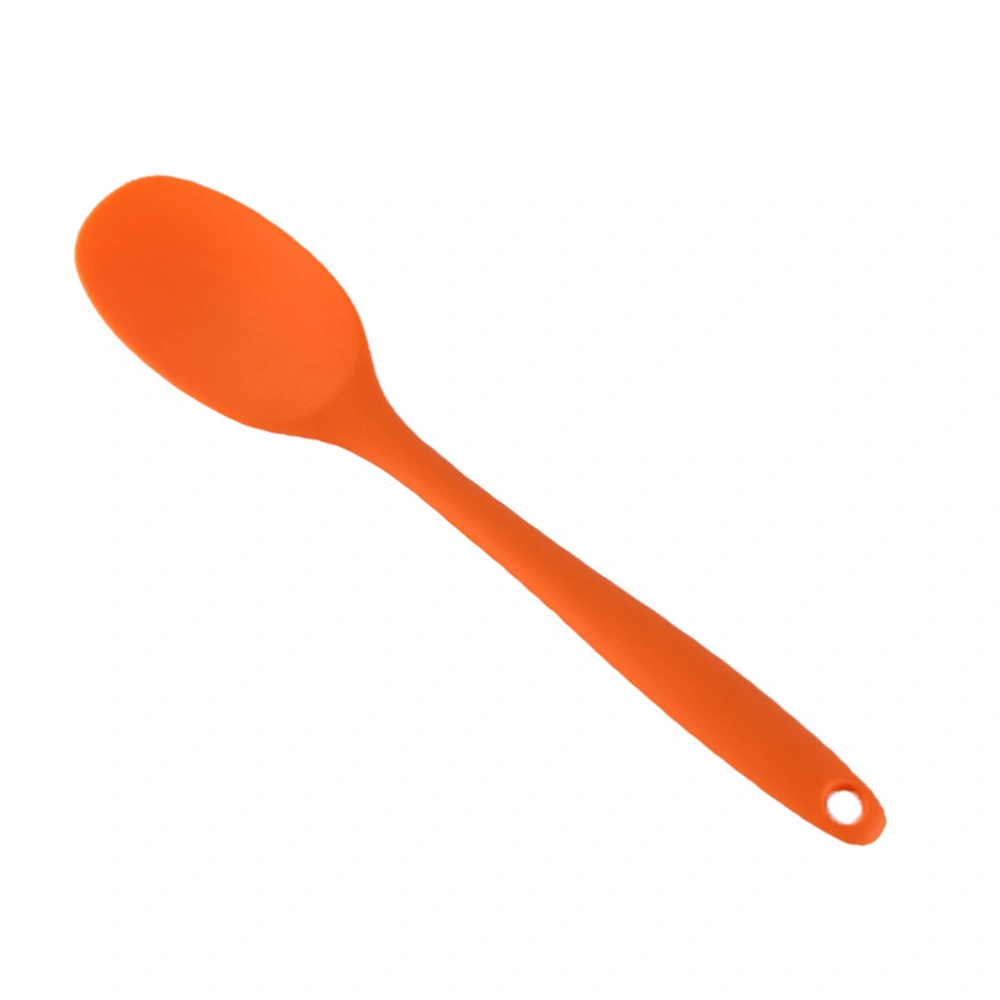 Silicone Soup Spoon Long Handle Nonstick Kids Scoop Food Serving Spoon (Orange)