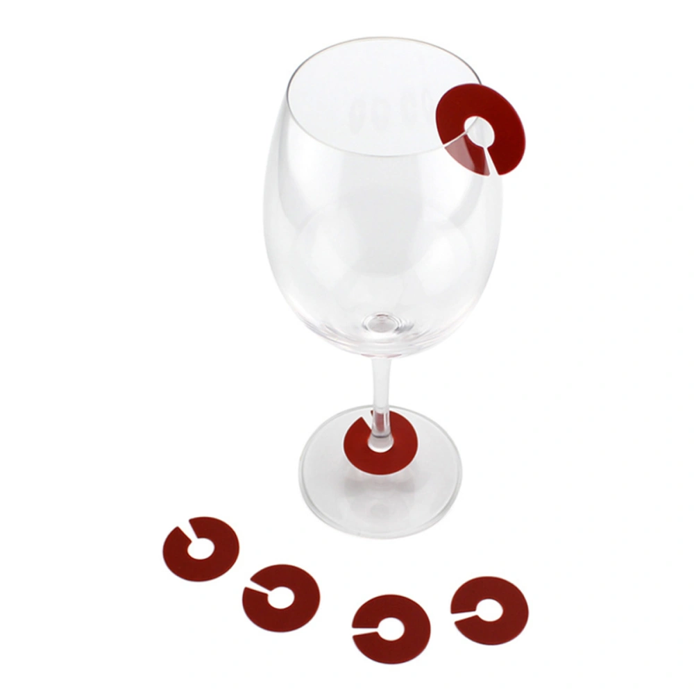 30pcs Round Shape Silicone Wine Cup Glass Markers Party Goblet Wine Drinking Cup Marking Tags (Random Color)