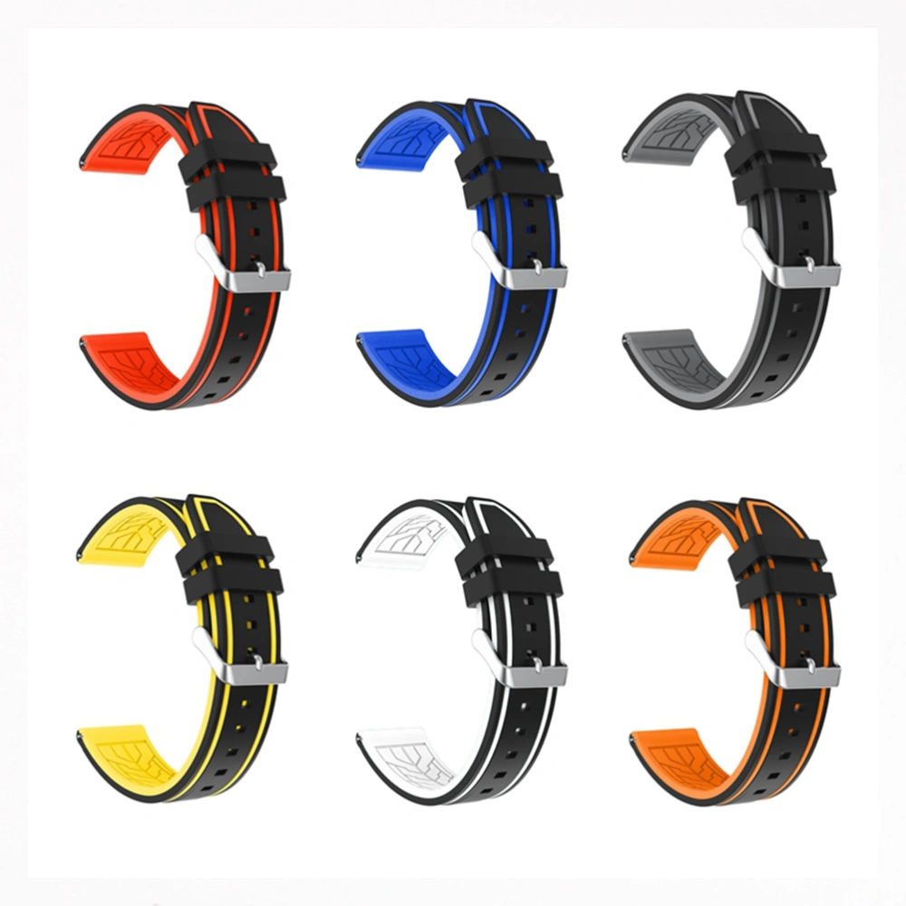 20mm Two Tone Watch Band Strap Replacement Silicone Watchstrap Fashion Wristband Bracelet Strap Black Orange