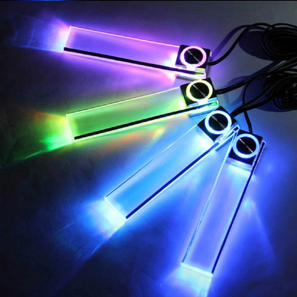 4 In 1 Car Decorative Atmosphere Lamp Charge LED Interior Floor Decoration Lights (Colorful)