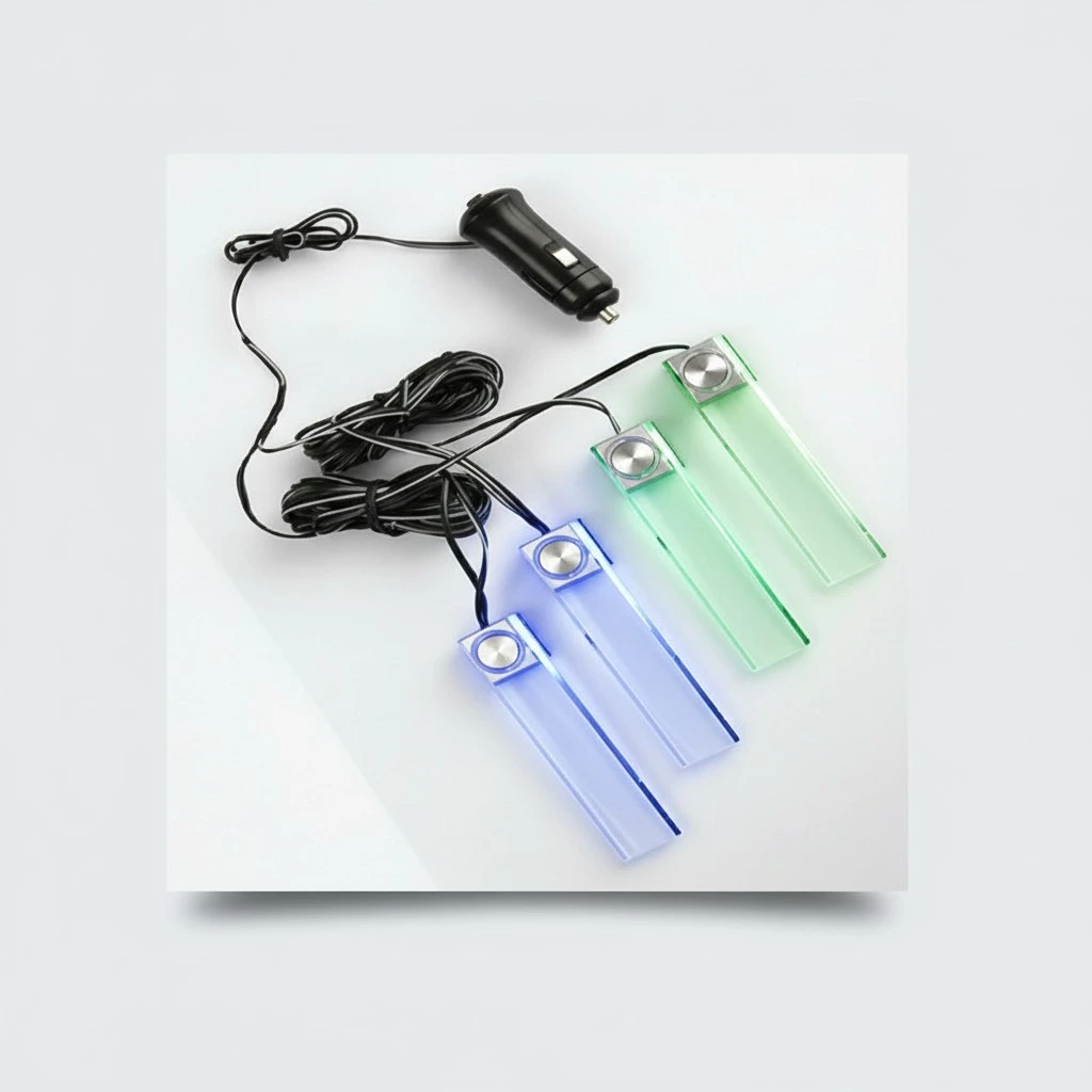 4 In 1 Car Decorative Atmosphere Lamp Charge LED Interior Floor Decoration Lights (Colorful)
