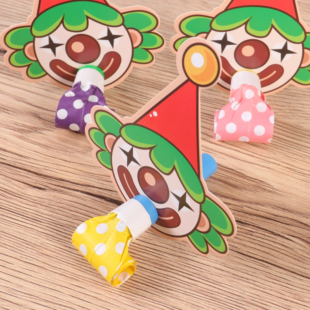 10pcs Kids Cartoon Noisemakers Green Hair Clown Shape Blowout Whistles Cheering Props Birthday Party Supplies