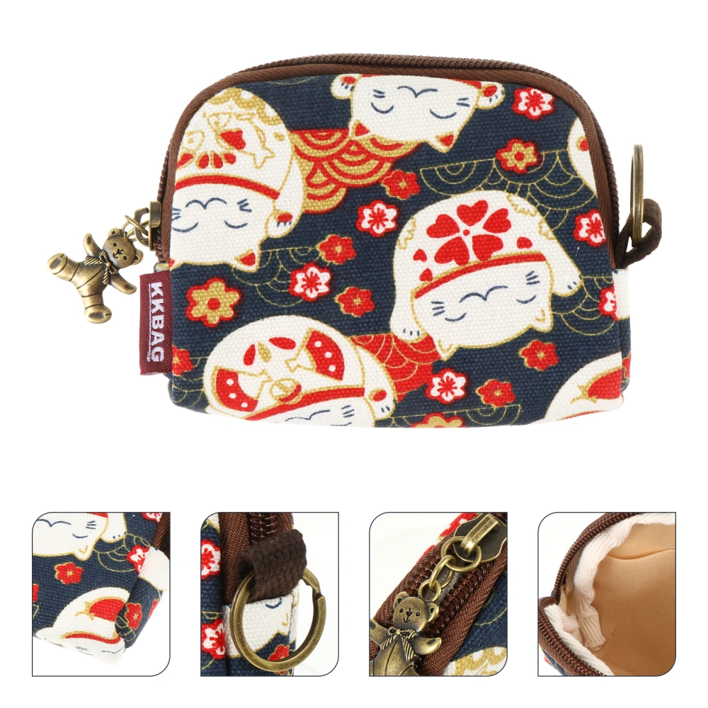 1pc Vintage Coin Purse Japanese Theme Pattern Wallet Adorable Change Purse