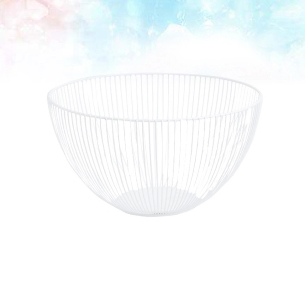 1pc Household Kitchen Drain Basket Fruit Vegetable Basket Iron Hollowed Baskets for Home (White)