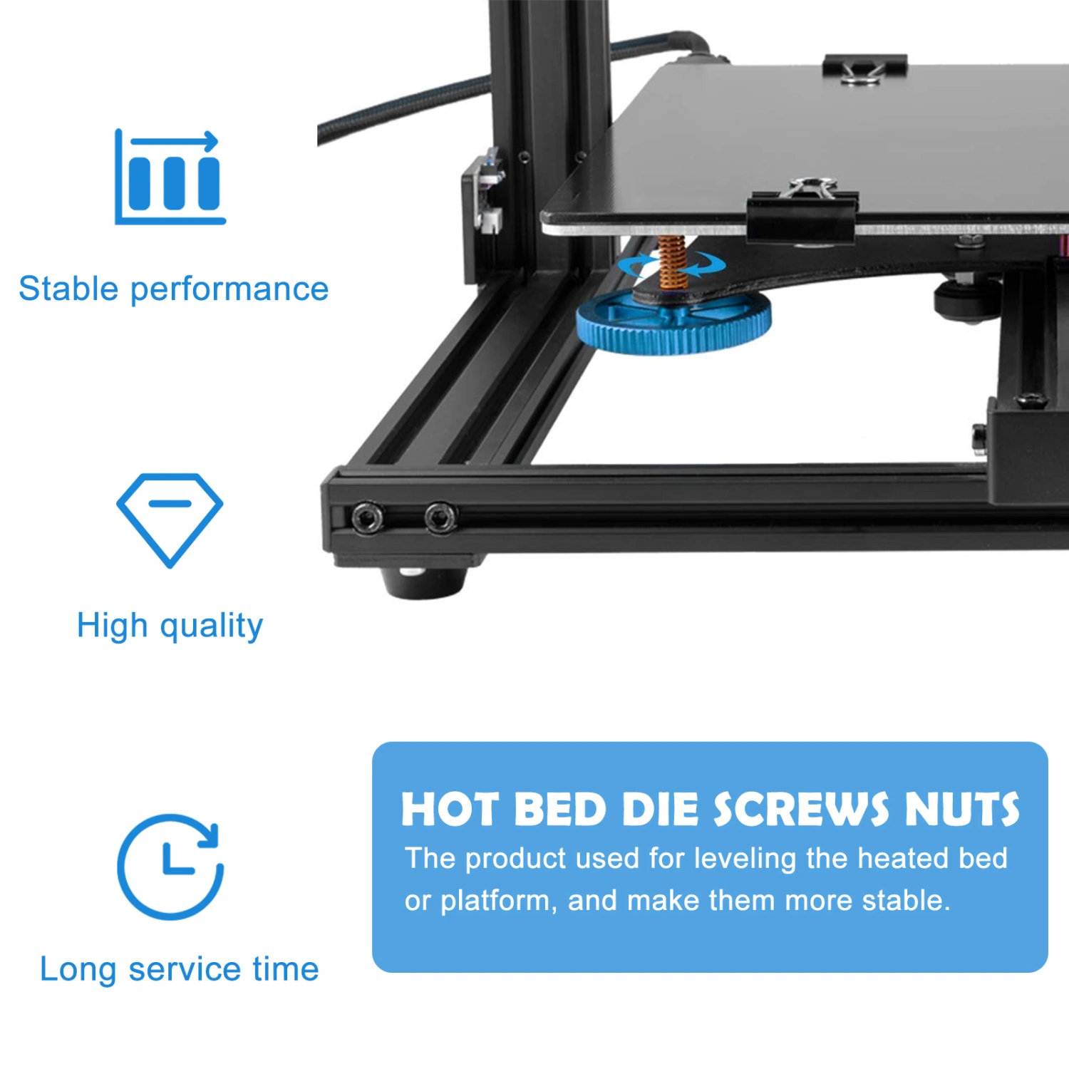 1pc Hand Twists Leveling Screws Nuts Durable Hot Bed Die Nut for 3D Printer