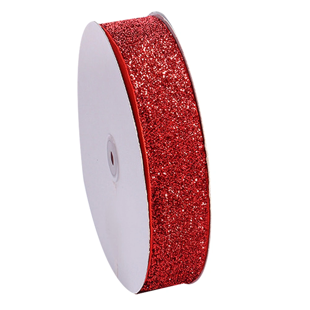 1pc Glitter Ribbon Decorative Ribbon Multi Color Ribbon for Holiday Wedding Party Decoration Gift Wrapping (Red)