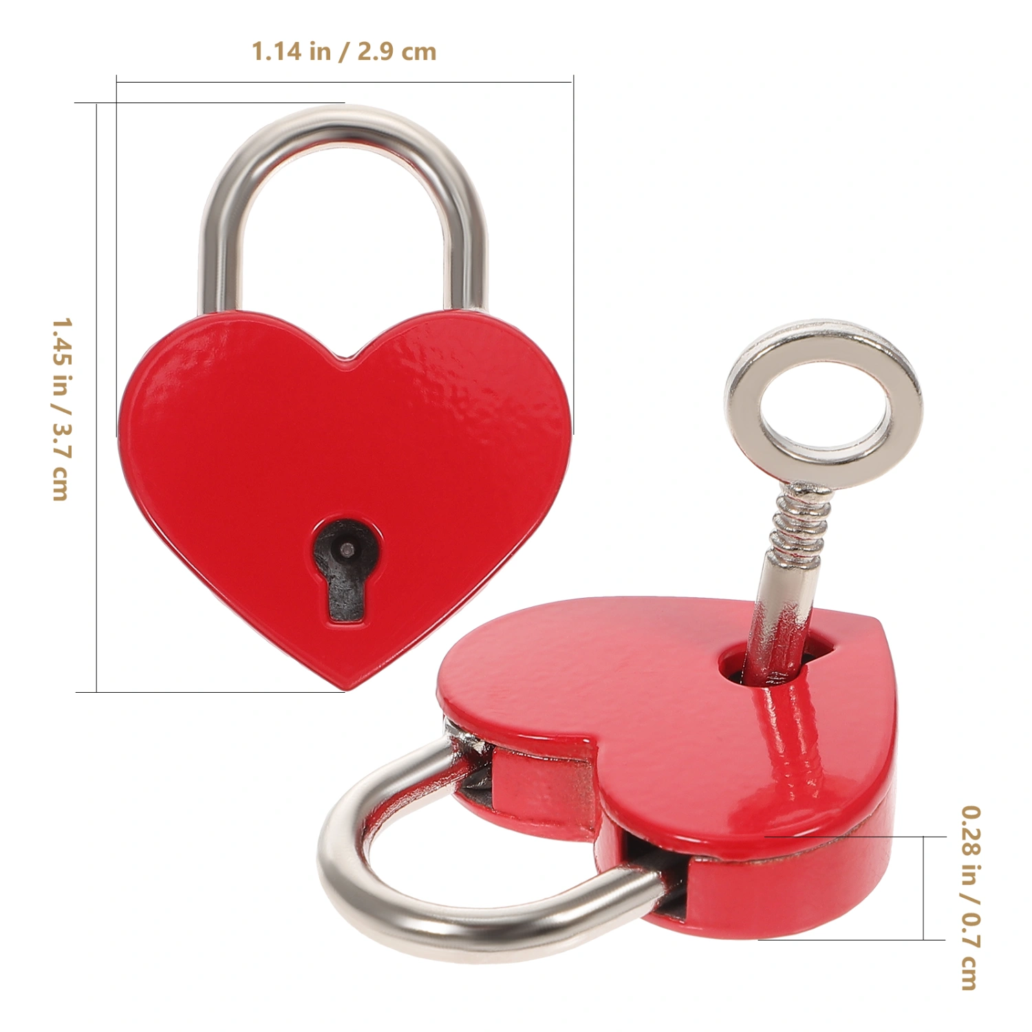 3 Sets Heart Shaped Small Padlock Keyed Mini Love Locks for Storage Box Diary Book