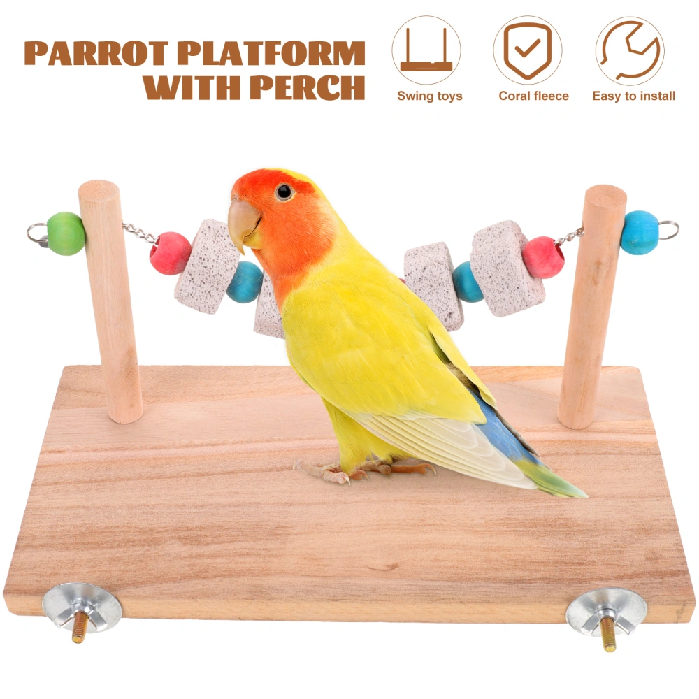 Birds Chewing Toy Bird Standing Perch Parrot Perch Stand Wooden Bird Toy Hamster Platform