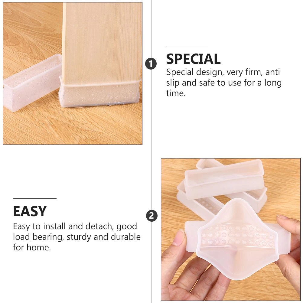 4Pcs Bed Feet Mats Bed Feet Base Square Shaped Bed Feet Protective Pads (White)