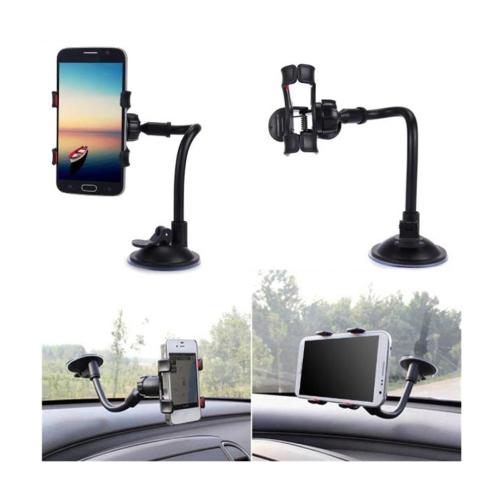 360 Degree Rotation Suction Cup Car Phone Holder Flexible Long Arm Car Phone Clamp Holder Mount Bracket Windshield Dashboard Phone Holder (Black)