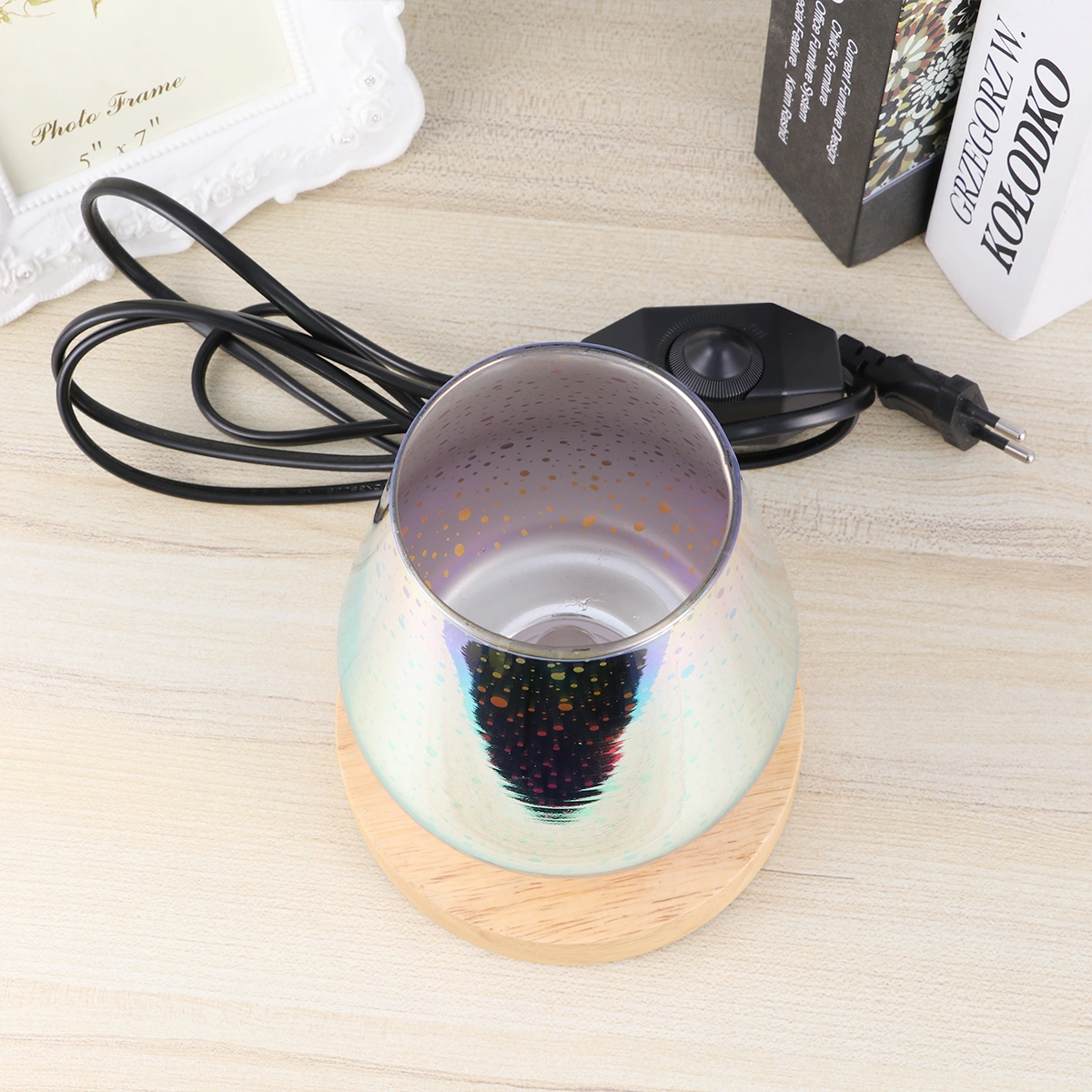 1pc Aroma Lamp 3D Glass Electric Fragrance Wax Warmer Candle Melter Night Light with EU Plug