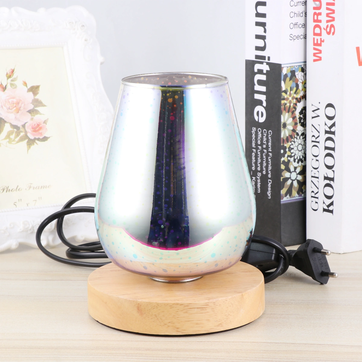 1pc Aroma Lamp 3D Glass Electric Fragrance Wax Warmer Candle Melter Night Light with EU Plug
