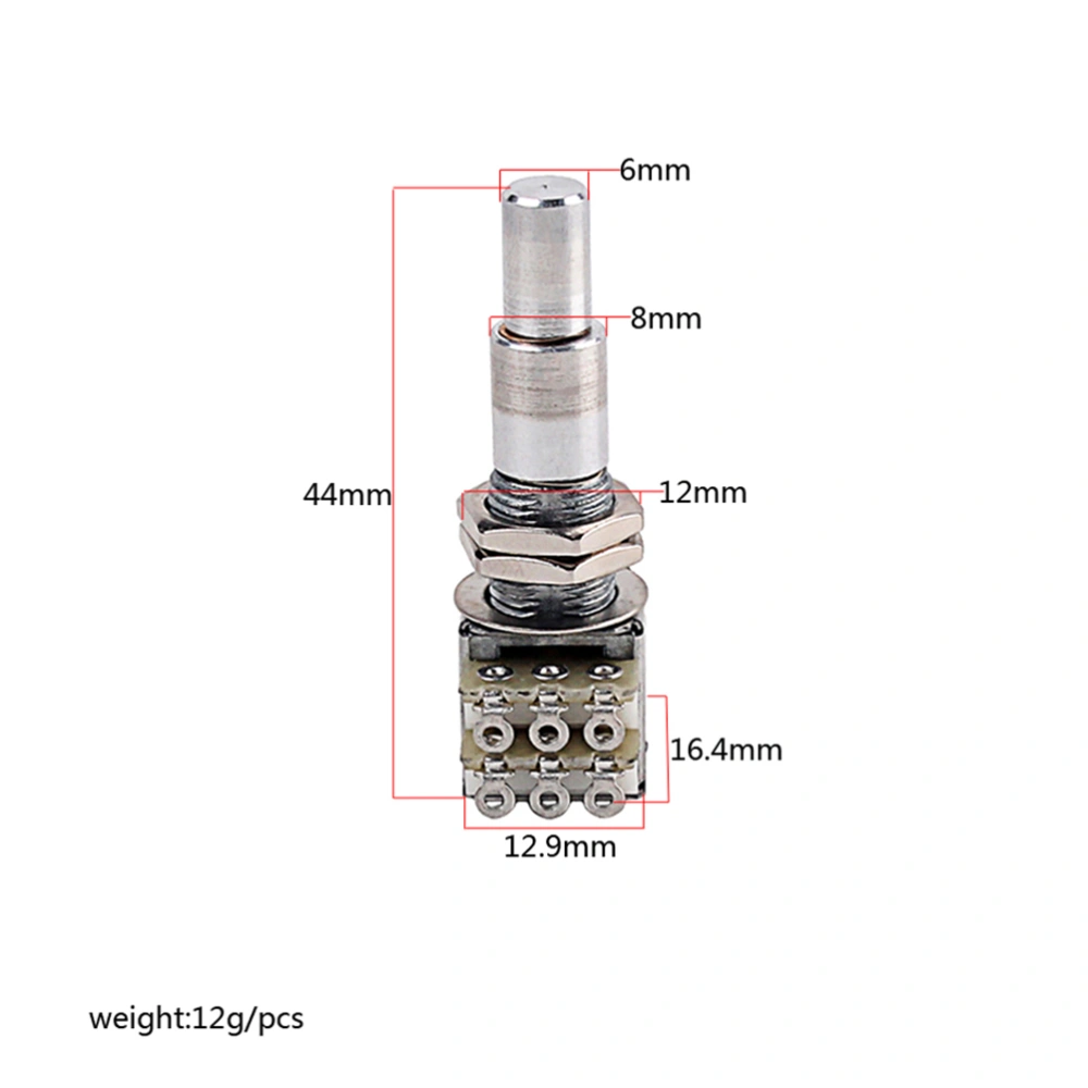 B50K Guitar Bass Mini Dual Pots Stacked Concentric Potentiometer Center Detent PG324 (Silver)