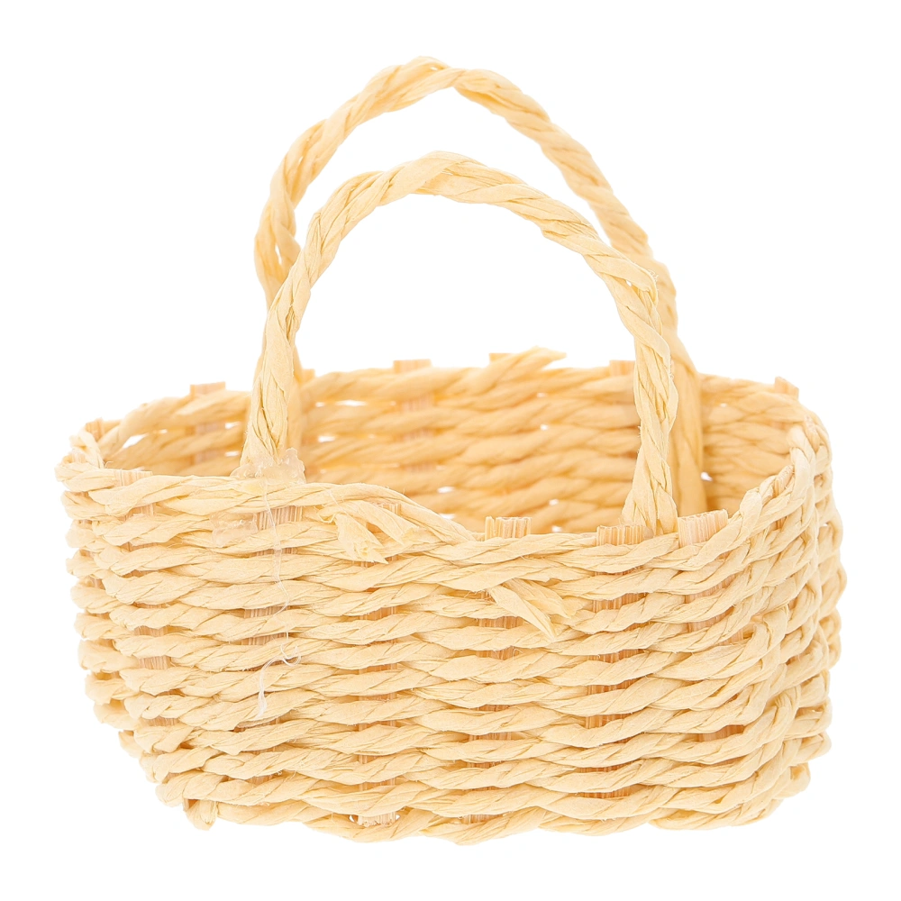 Mini Basket Model Desktop Storage Basket Ornament Doll House Rattan Basket Model