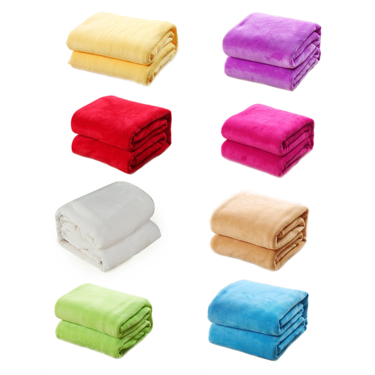 Pure Color Flannel Fleece Blanket Couch Solid Color Bed Blanket Sheet(Yellow)