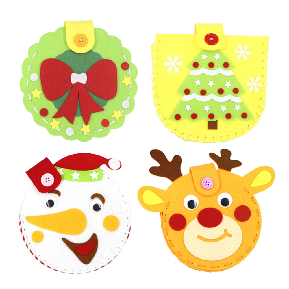 4 Sets Christmas Nonwoven Handbag DIY Material Art Accessories Craft Supplies for Kids Children (Mixed)