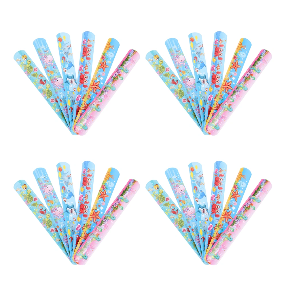 24pcs Slap Bracelets Cartoon Marine Life Slap Bands for Kids Random Animal Pattern