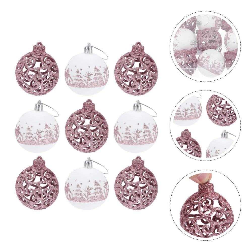 9pcs Creative Christmas Tree Ball Pendants Shiny Christmas Tree Ball Pendants