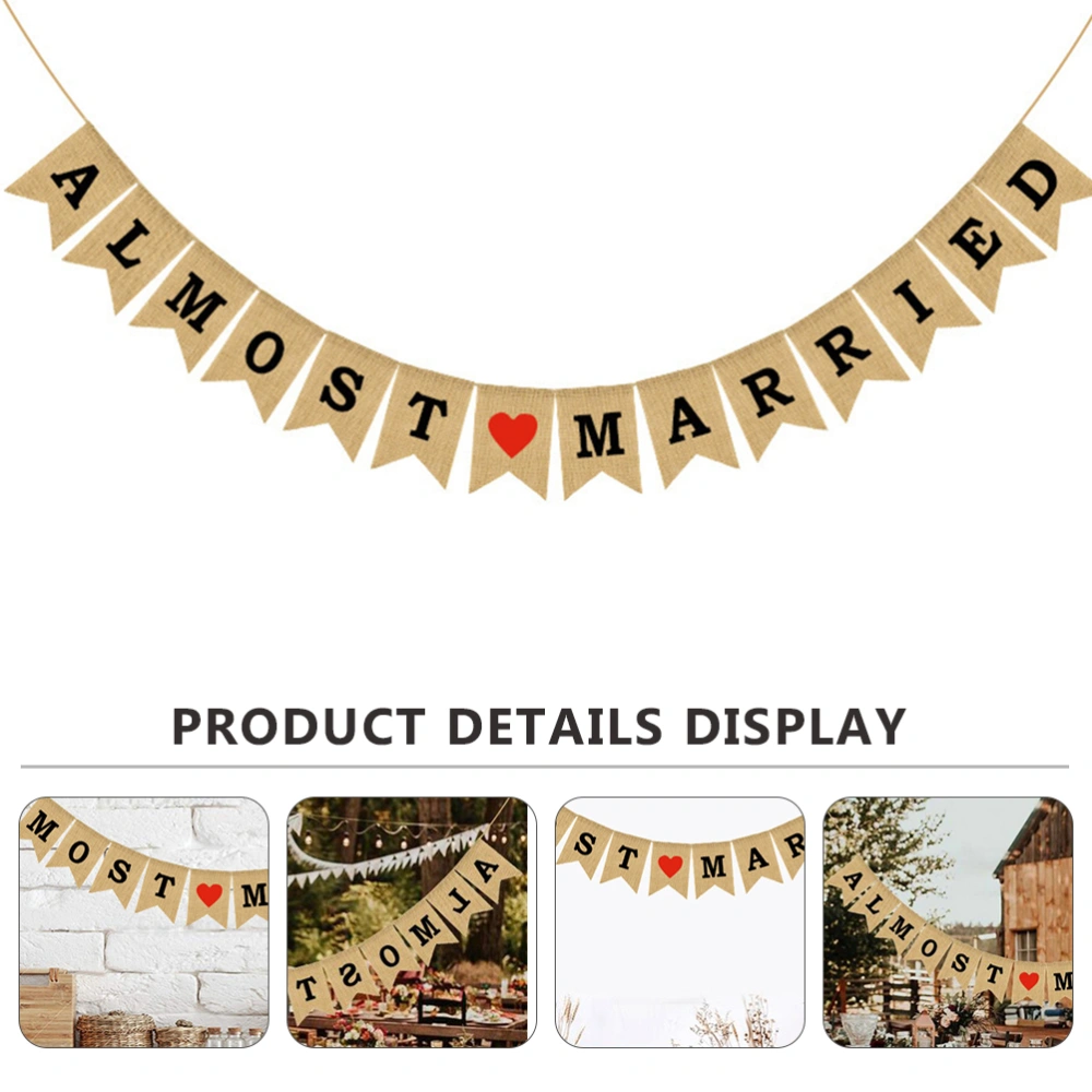 1pc Wedding Hanging Banner Almost Married Banner Pull Flag (Assorted Color)