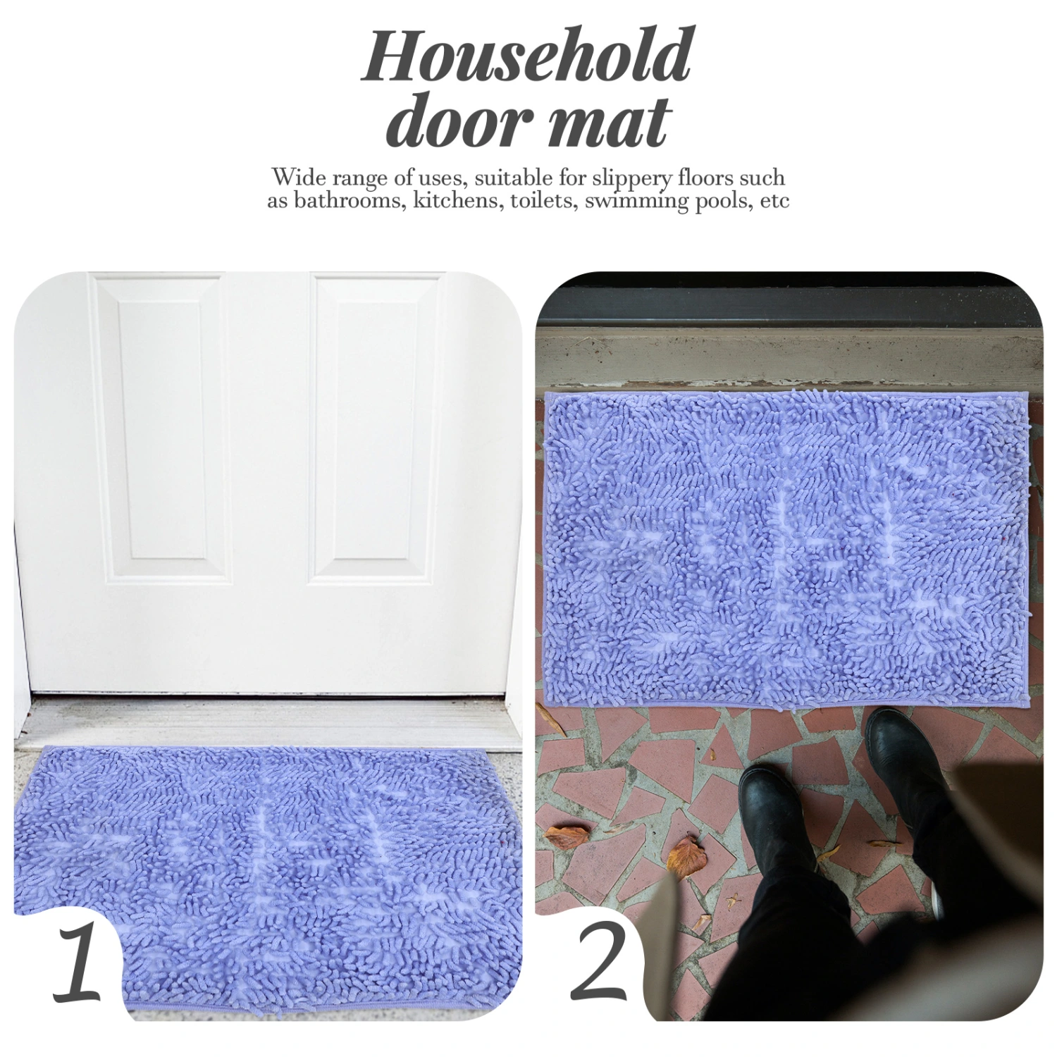 Household Door Mat Anti-skid Bath Rug Water Absorbent Bath Rug Home Accessory