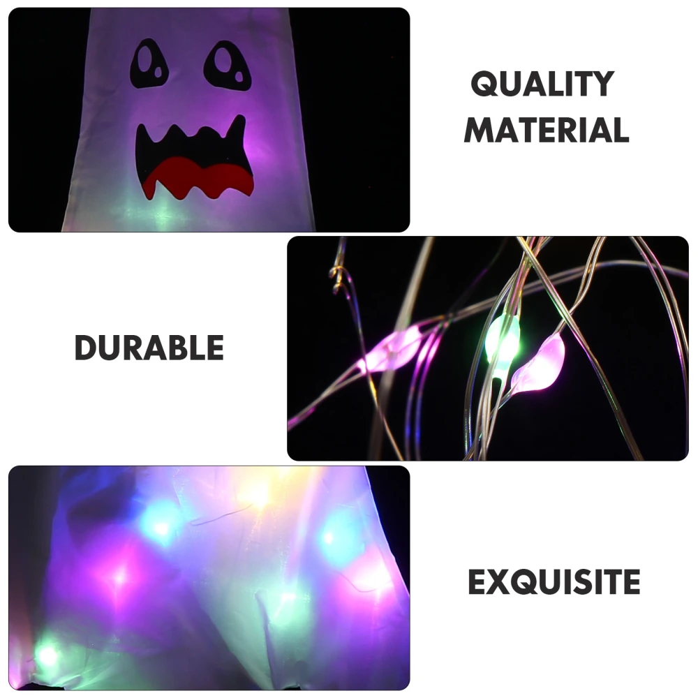 1Pc Halloween LED Luminous Hanging Ghost String Light Decorative Pendant (White)