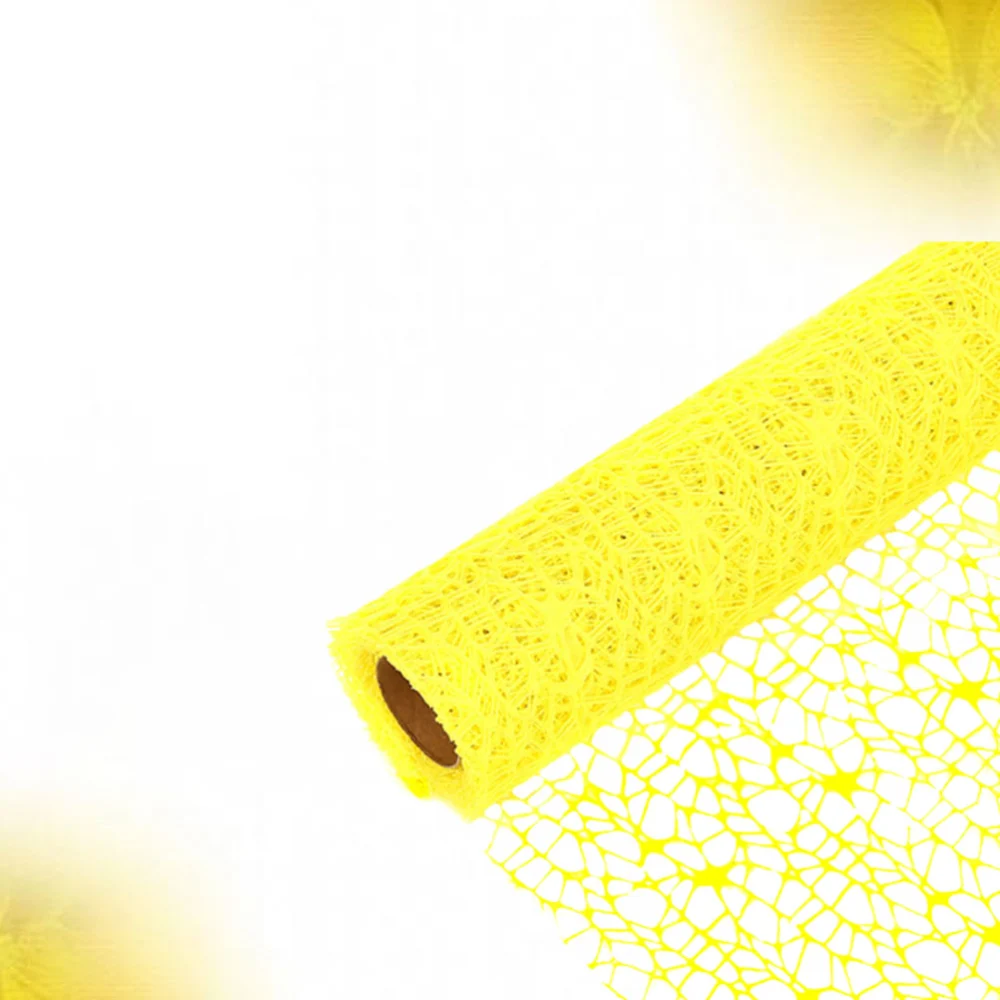 DIY Gauze Roll Bright Color Jacquard Net Handmade Net Yarn Charm Door Curtain Background Layout Mesh Gauze Pendant Flower Packaging Craft for Kids (Light Yellow)