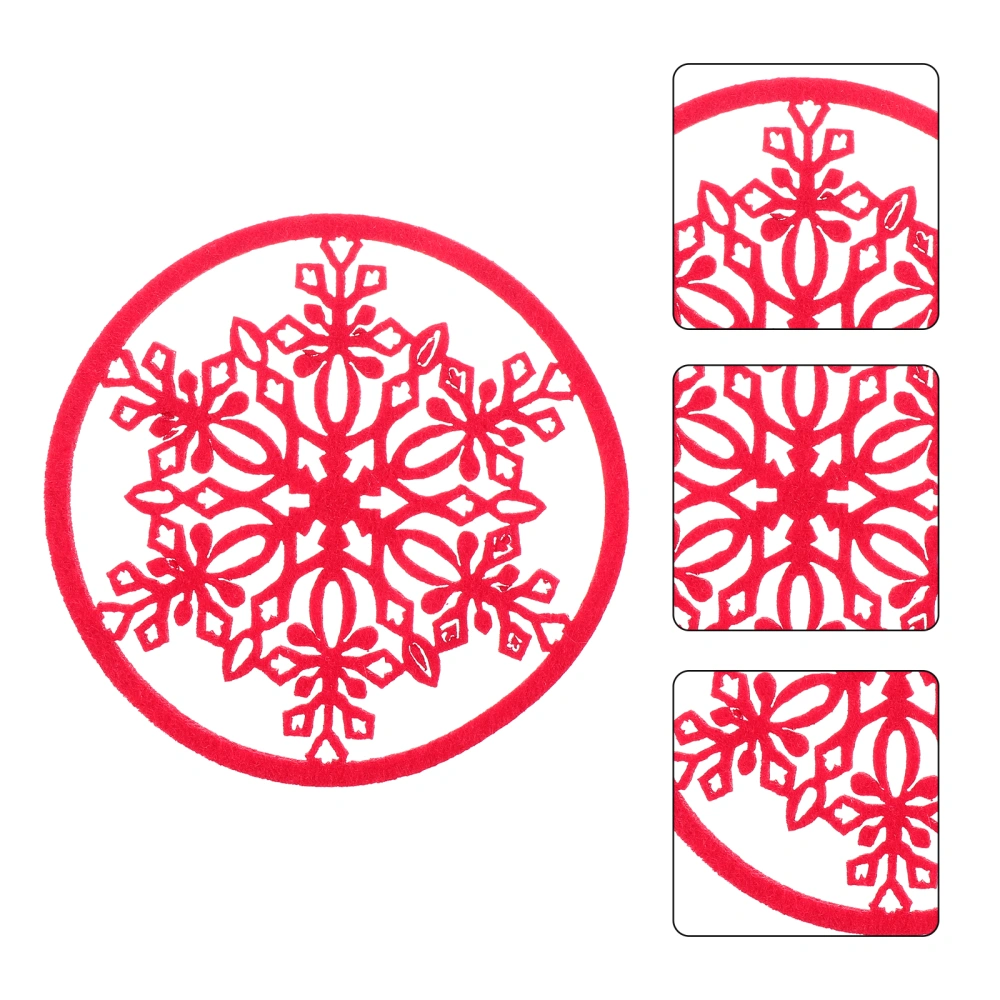 6Pcs Christmas Snowflake Coasters Round Felt Nonslip Heat Insulation Cup Mats