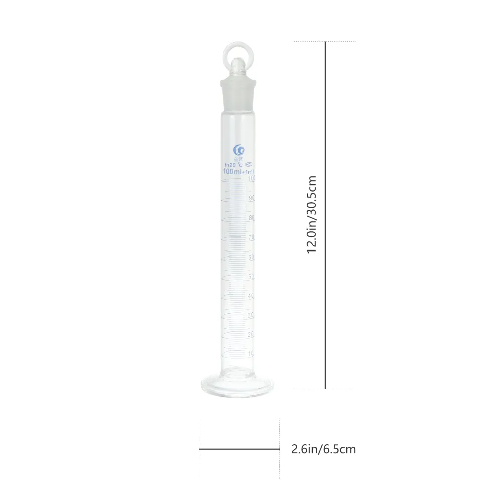 1pc 100ml Glass Measuring Cylinder Thickened Graduated Cylinder for Laboratory