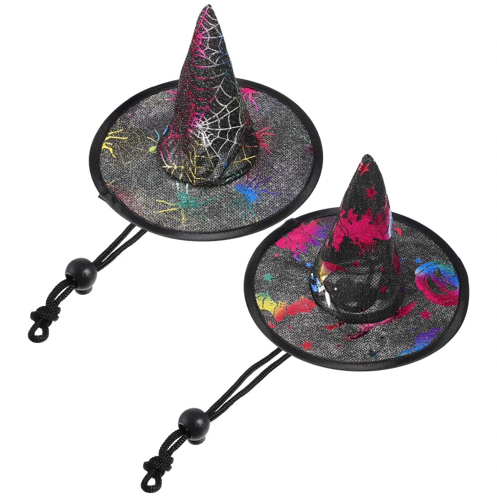 2Pcs Halloween Pet Hat Pet Witch Hat Pet Decorative Headdress Halloween Pet Decor Pet Caps