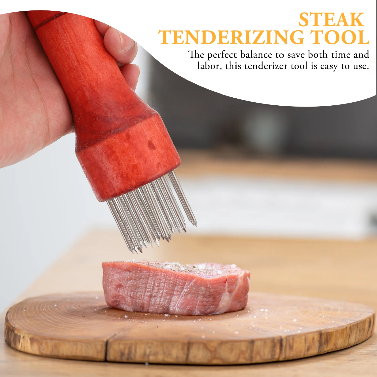 1pc Household Meat Tenderizer Steak Needle Meat Pounding Tool for Kitchen (Red)