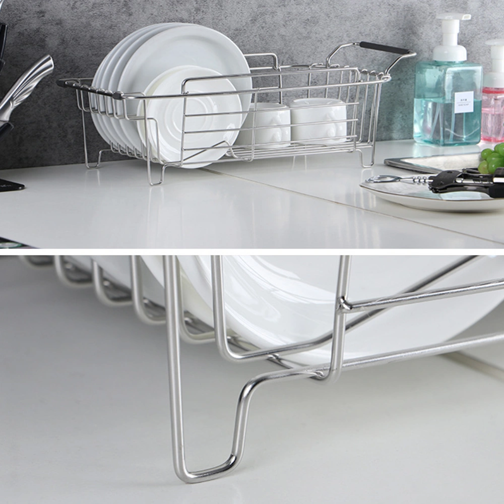 304 Stainless Steel Multifunctional Tableware Storage Rack Storage Organizer Dishes Drain Holder Iron Steel Dish Drying Rack for Kitchen Cutlery Accessories Tools (Silver)