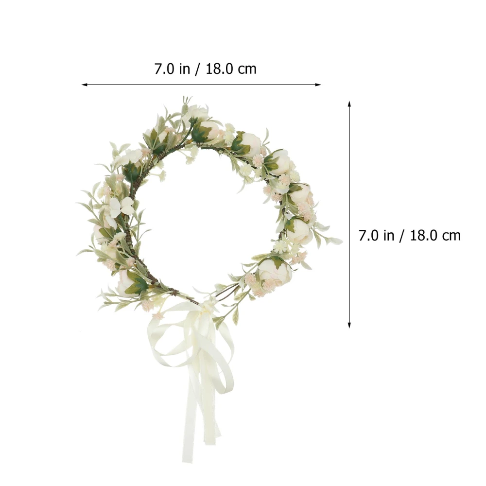 1pc Adorable Wreath Fake Flower Head Bride Garland Female Head Decor