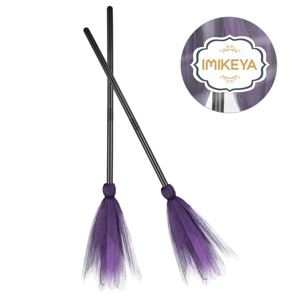 IMIKEYA 2pcs Halloween Witches Broom Costume Decorative Props Masquerade Show Dress Up Miracle Broom Witch Broom for Feastival Halloween Cosplay Party (Random Color)