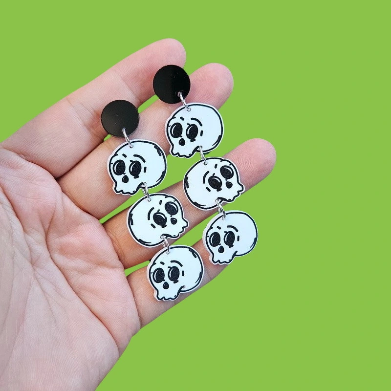 1 Pair Women Ear Studs Skull Head Earrings Teen Girls Ear Jewelries Stud Earrings for Halloween