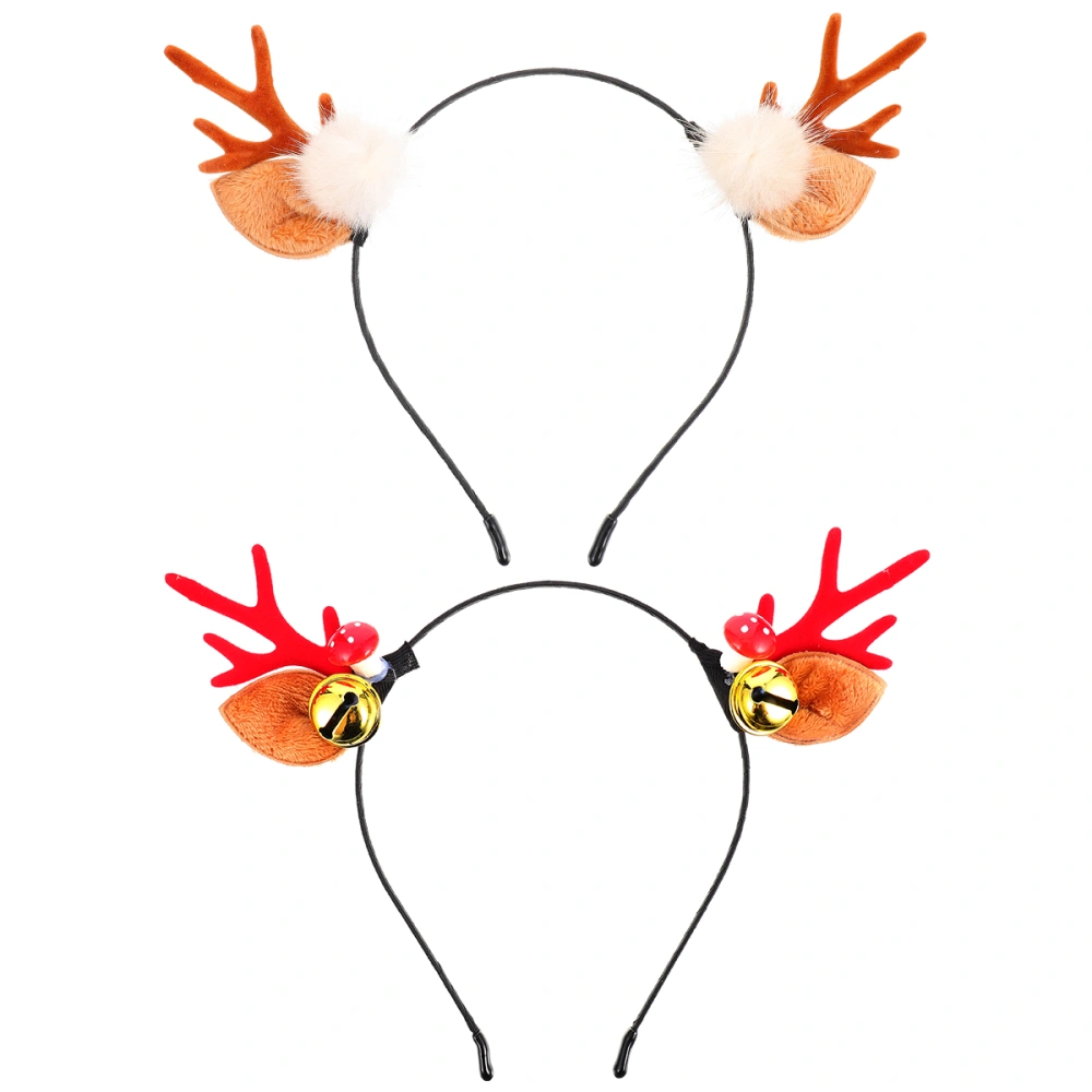 2pcs Christmas Headdress Adorable Reindeer Antler Hair Hoops Hairpins Headbands