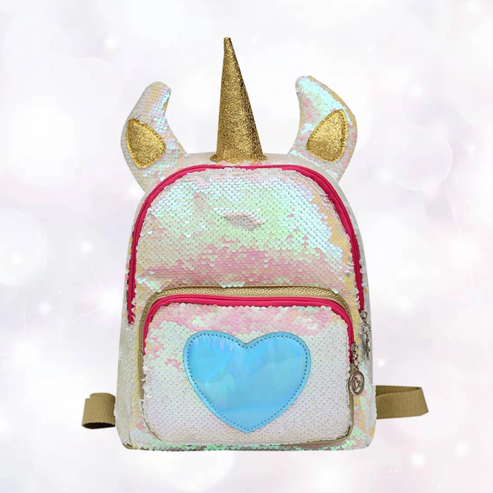 Unicorn Fashion Backpack Sequins Portable Shoulder Bag School Storage Bag Golden