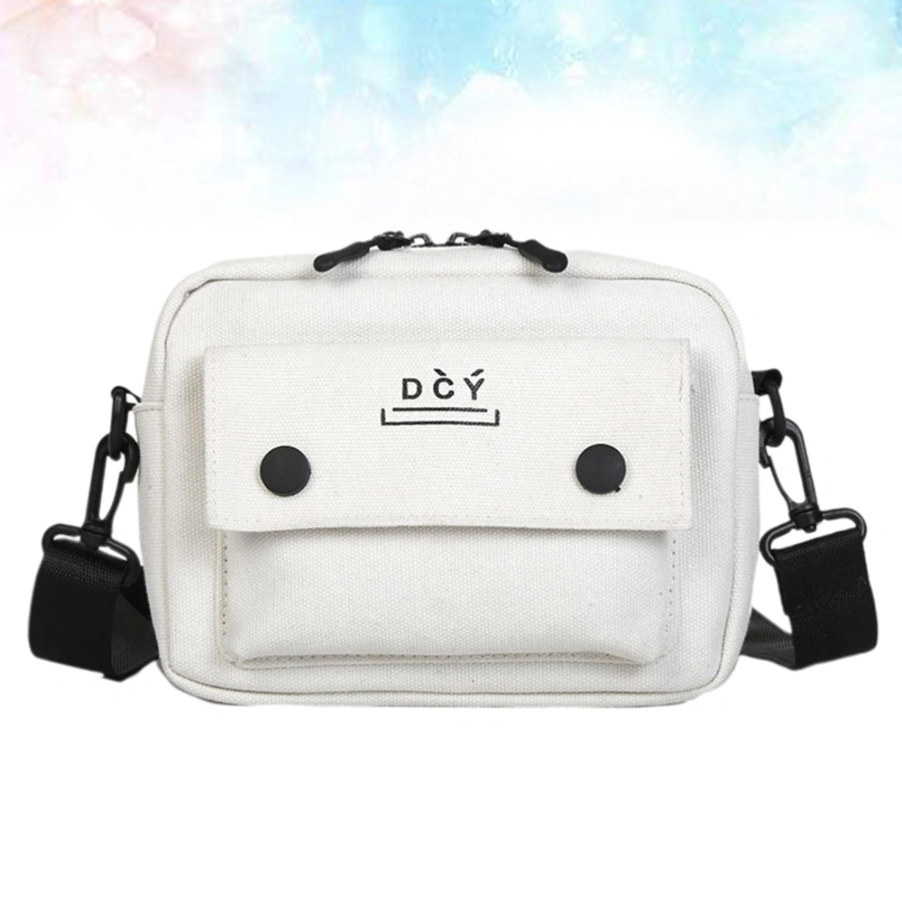 Casual Canvas Crossbody Bag Fashion Crossbody Bag Shoulder Bag for Student Girls Ladies(White)