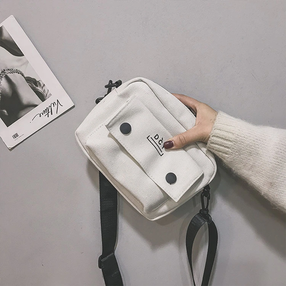 Casual Canvas Crossbody Bag Fashion Crossbody Bag Shoulder Bag for Student Girls Ladies(White)