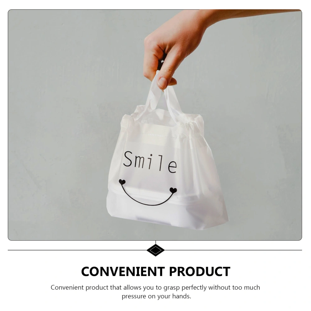 1 Set 50Pcs Biodegradable Plastic Takeaway Bags Drawstring Food Bags (White)