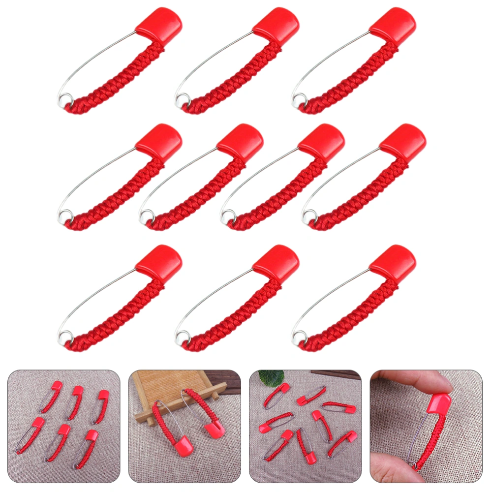 10pcs Creative Baby Cloth Brooches Decorative Safety-pins for Infants (Red)