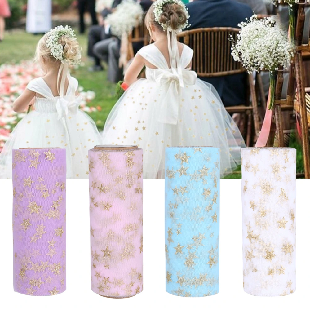 Fashion Tutu Scroll Roll Glitter Starry Spool Tulle Roll DIY Craft Gauze Party Decoration (Purple)