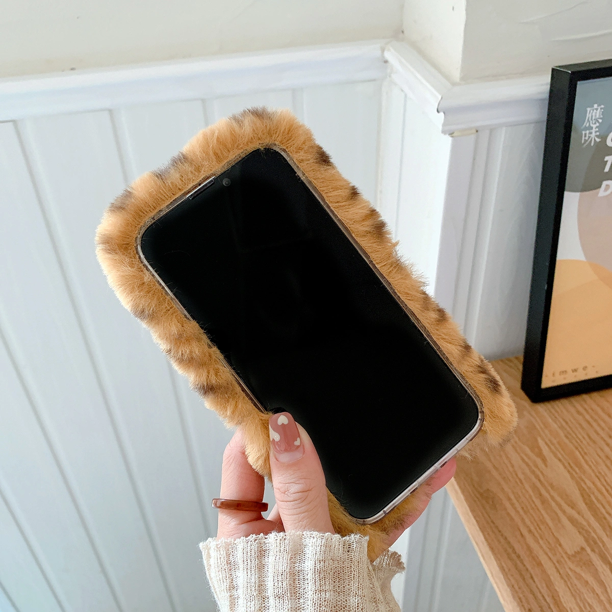 Plush Leopard Phone Case Girls Fashion Phone Cover Compatible for iPhone 11 Pro