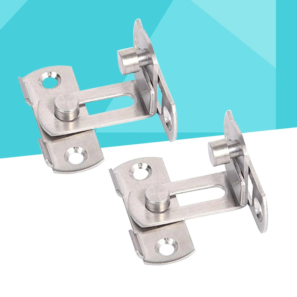 2 PCS 0095 90 Degree Stainless Steel Right Angle Door Latch Hasp Bending Latch Buckle Bolt Sliding Lock Barrel Bolt for Doors and Windows (Silver)