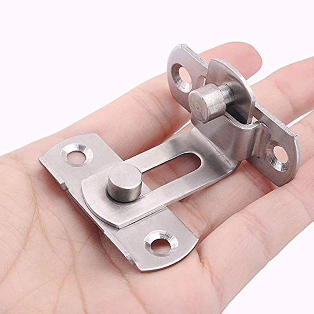 2 PCS 0095 90 Degree Stainless Steel Right Angle Door Latch Hasp Bending Latch Buckle Bolt Sliding Lock Barrel Bolt for Doors and Windows (Silver)