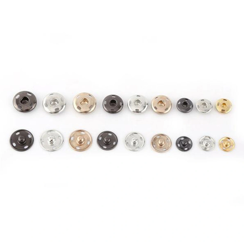 50 Sets Sew On Snaps Buttons Metal Snaps Fasteners Press Studs Buttons 2 Parts Brass Press Fasteners Round DIY Craft Accessory (15mm-Gold)