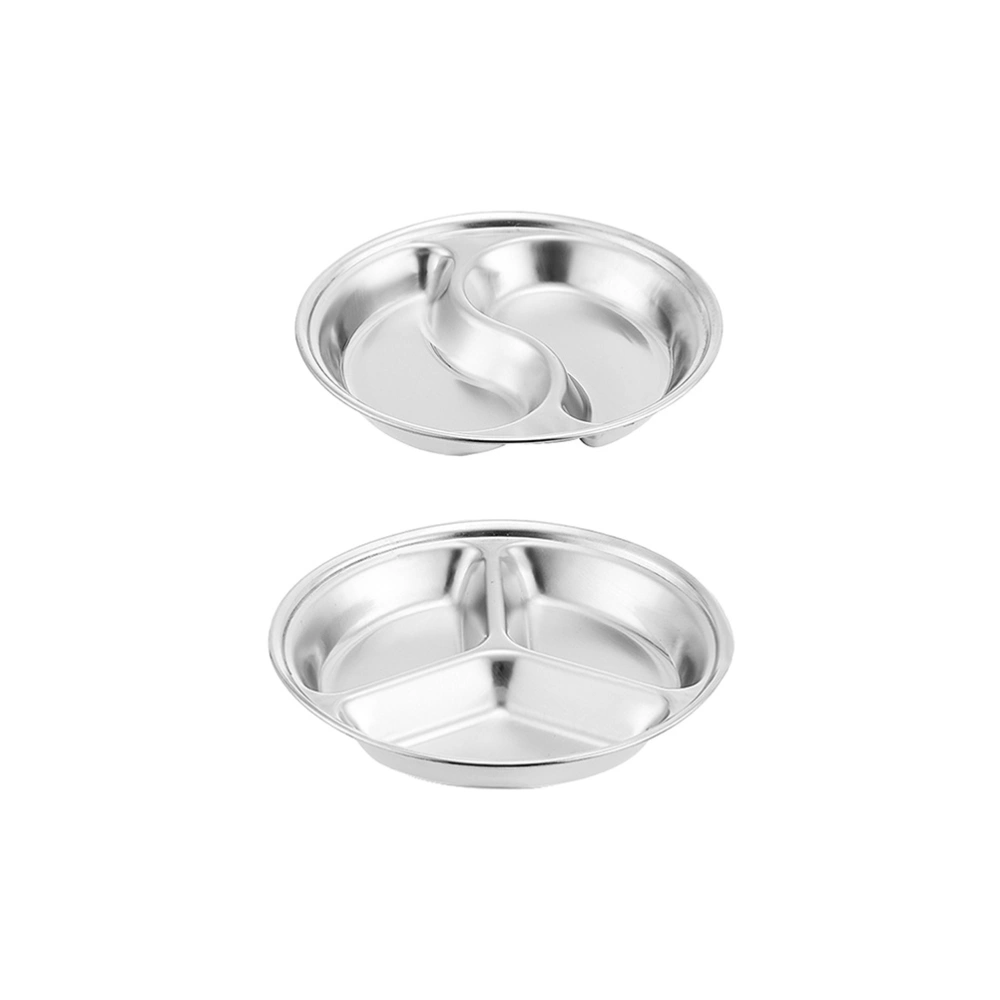 4pcs Stainless Steel Sauce Dish Snack Divided Plate Seasoning Dish Food Dip Bowl