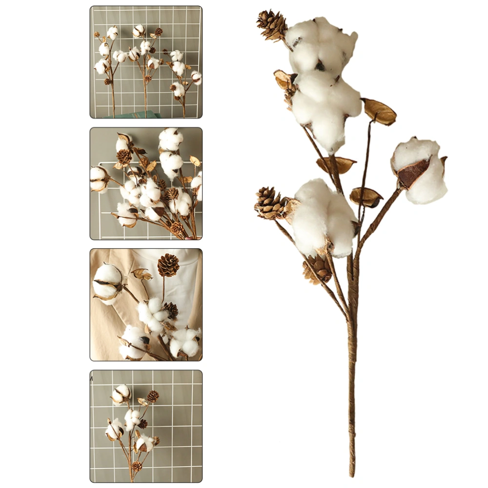 3 Pcs Beautiful Cotton Bouquets Adornments Realistic Vibrant Bouquets (White)