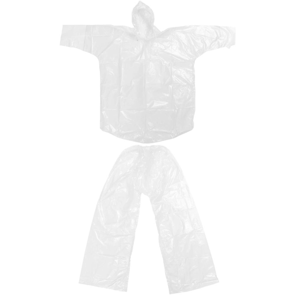 2pcs Children Windproof Rain Poncho Disposable Hooded Raincoat Unisex Raincoats for Sports Hiking Cycling (Rain + Rain Pants, White)